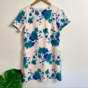 Pink Martini Duchess Floral Shift Dress Light Pink and Teal Size Small